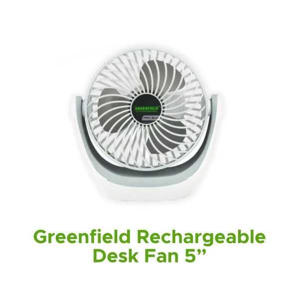 GREENFIELD RECHARGEABLE DESK FAN 5"