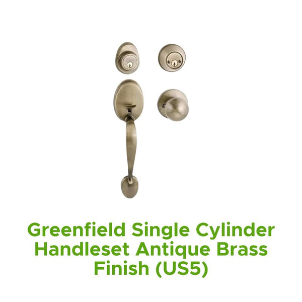 Greenfield Double Cylinder Handleset Antique Brass Finish (Us5)