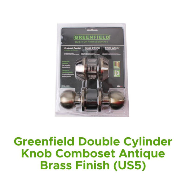 Greenfield Double Cylinder Knob Comboset Antique Brass Finish (Us5)