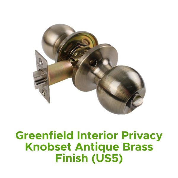 Greenfield Interior Privacy Knobset Antique Brass Finish (Us5)