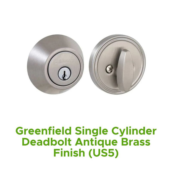 Greenfield Single Cylinder Deadbolt Antique Brass Finish (Us5)