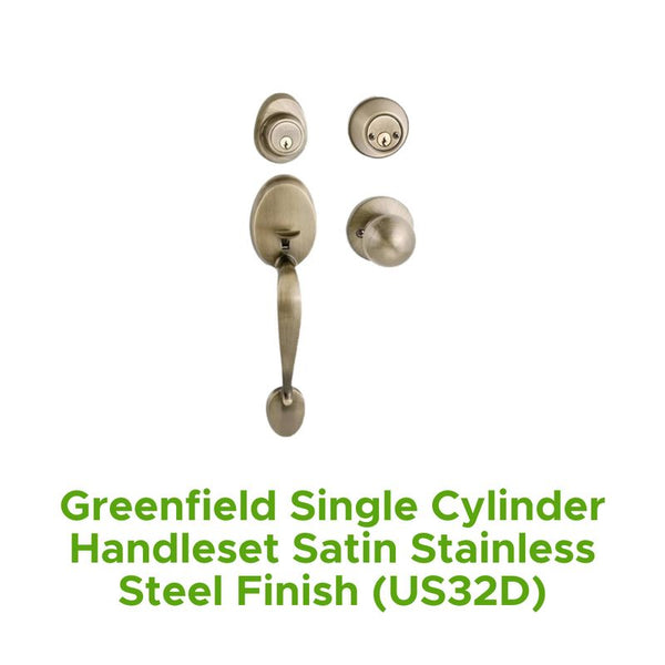 Greenfield Single Cylinder Handleset Satin Stainless Steel Finish (Us32d)