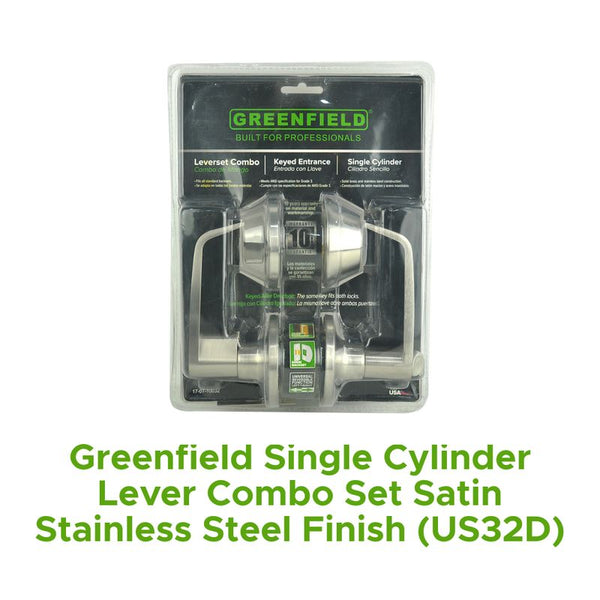Greenfield Single Cylinder Lever Combo Set Satin Stainless Steel Finish (Us32d)