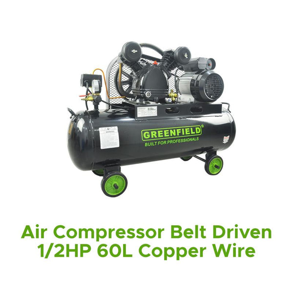 Air Compressor Belt Driven 1/2hp 60l Copper Wire