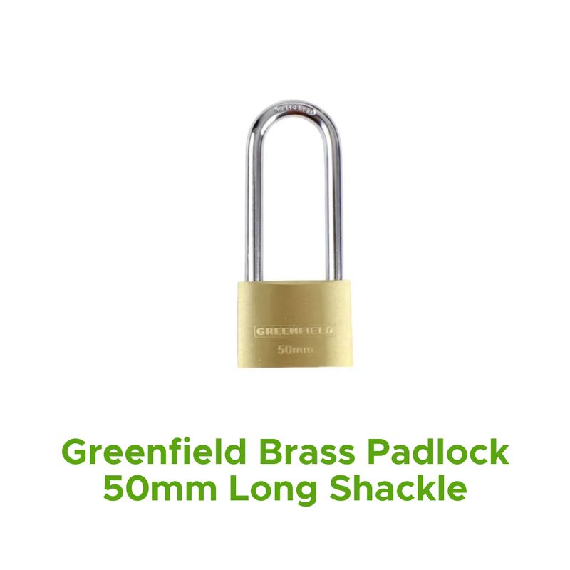 Greenfield Brass Padlock 50mm Long Shackle
