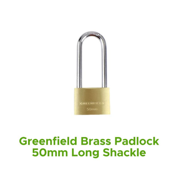 Greenfield Brass Padlock 50mm Long Shackle