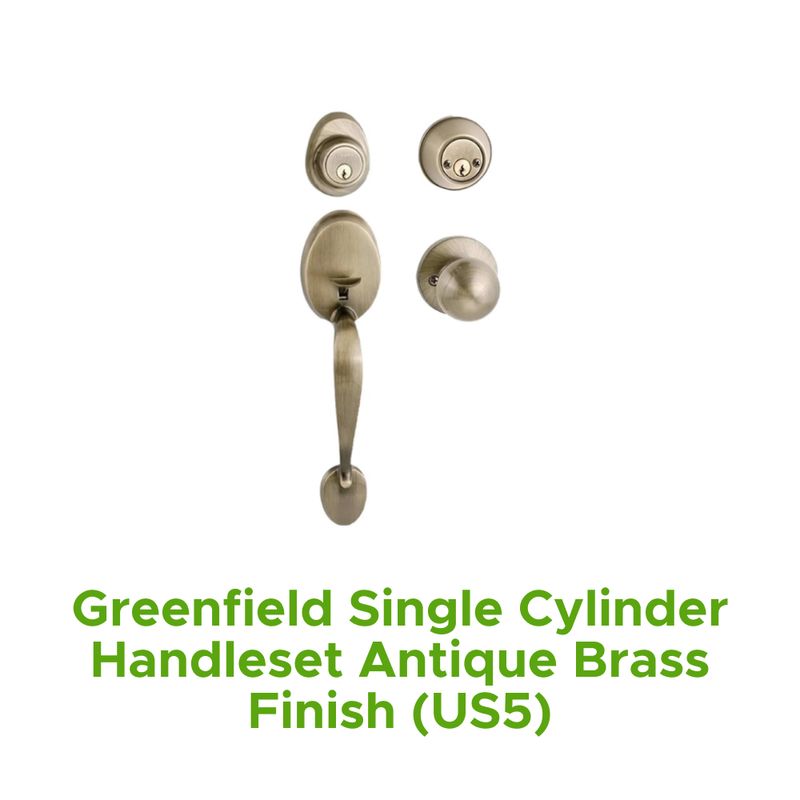 Greenfield Double Cylinder Handleset Antique Brass Finish (Us5)