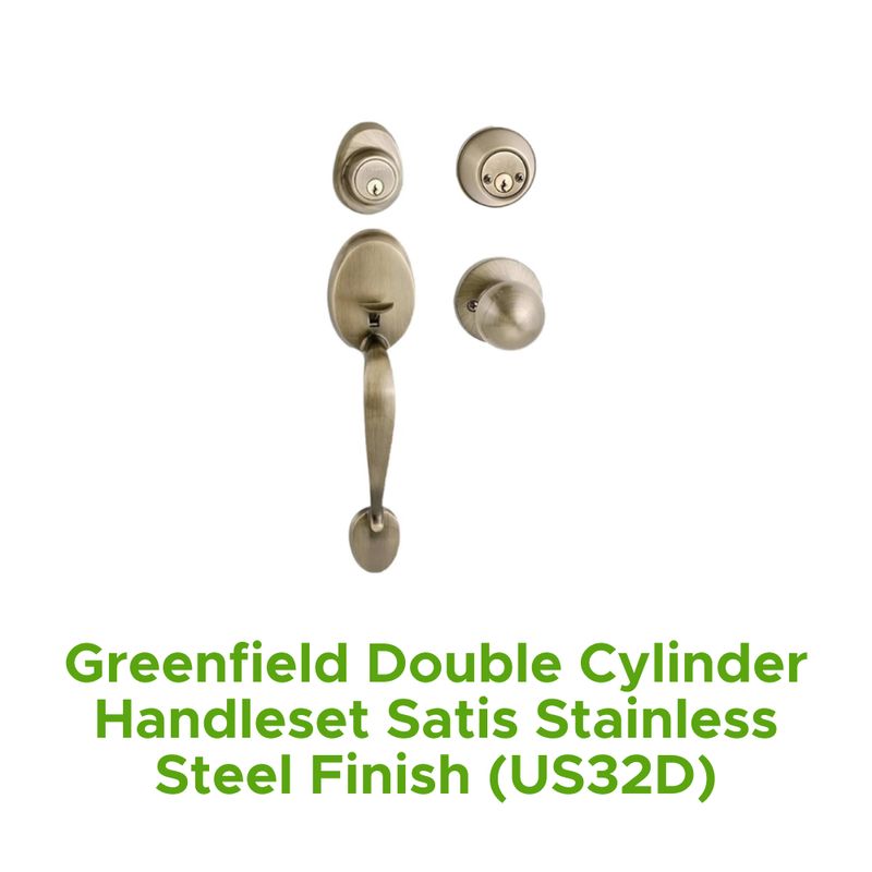 "Greenfield Double Cylinder Handleset Satis Stainless Steel Finish (Us32d) "