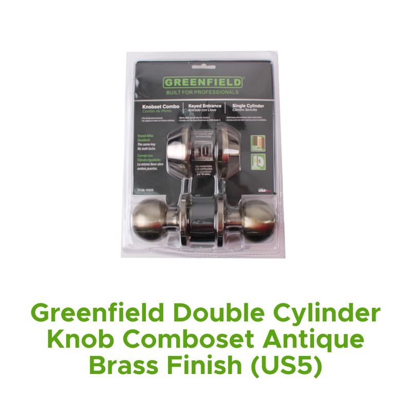 Greenfield Double Cylinder Knob Comboset Antique Brass Finish (Us5)
