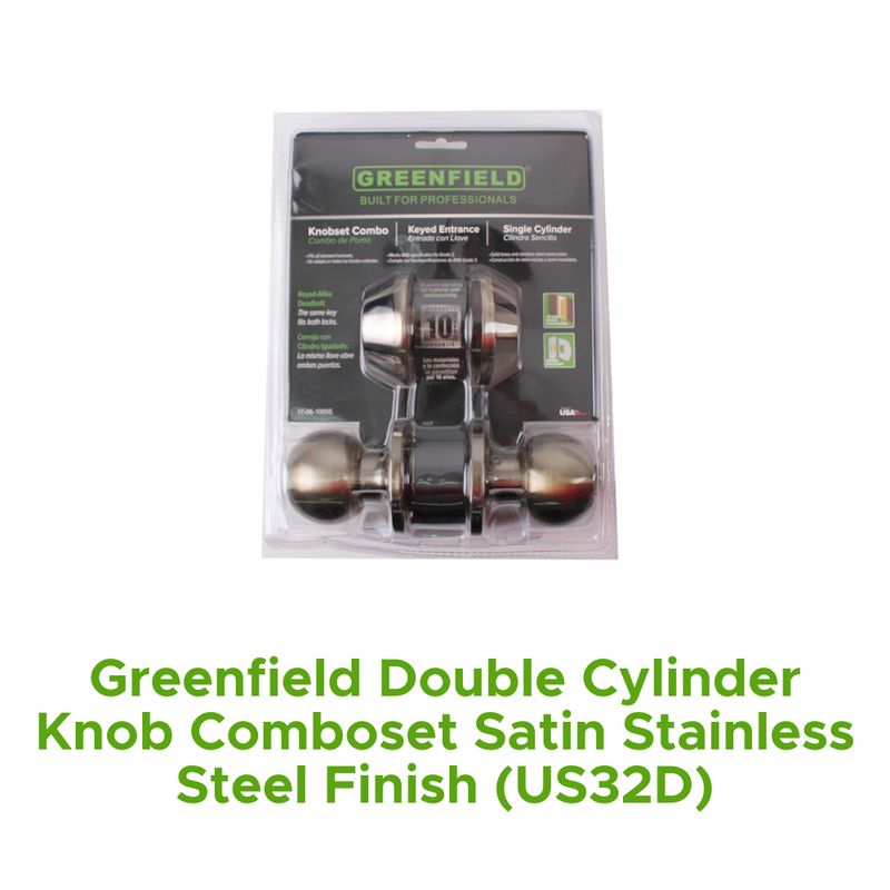 Greenfield Double Cylinder Knob Comboset Satin Stainless Steel Finish (Us32d)