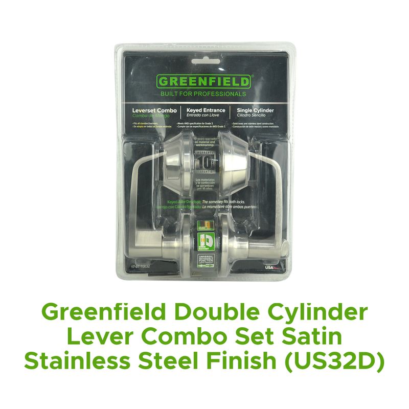 Greenfield Double Cylinder Lever Combo Set Satin Stainless Steel Finish (Us32d)