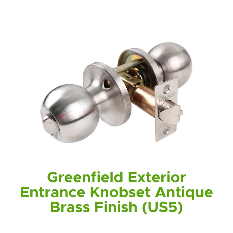 Greenfield Exterior Entrance Knobset Satin Stainless Steel Finish (Us32d)