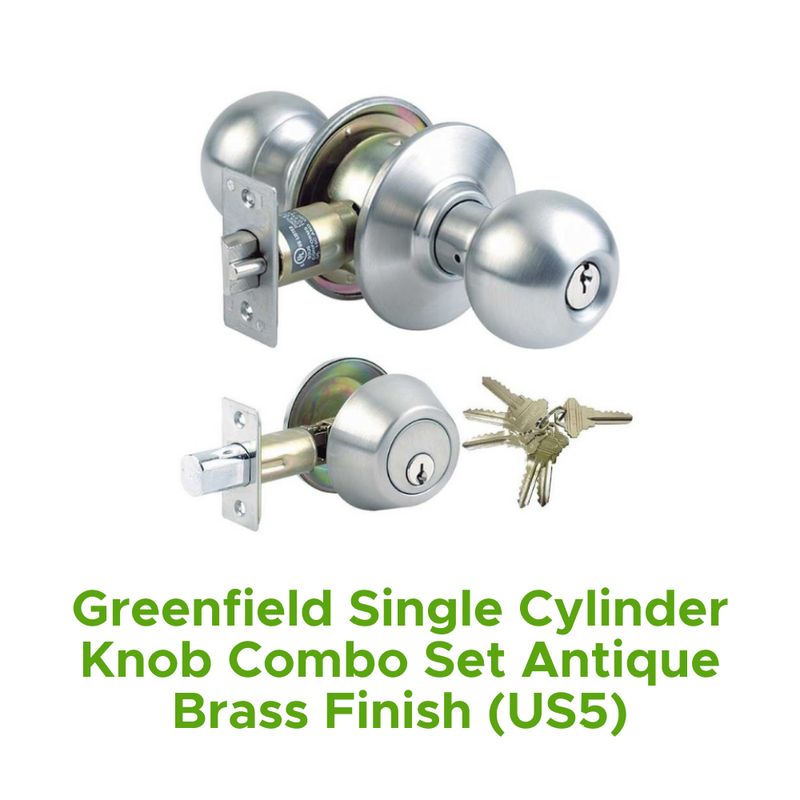 Greenfield Single Cylinder Knob Combo Set Antique Brass Finish (Us5)