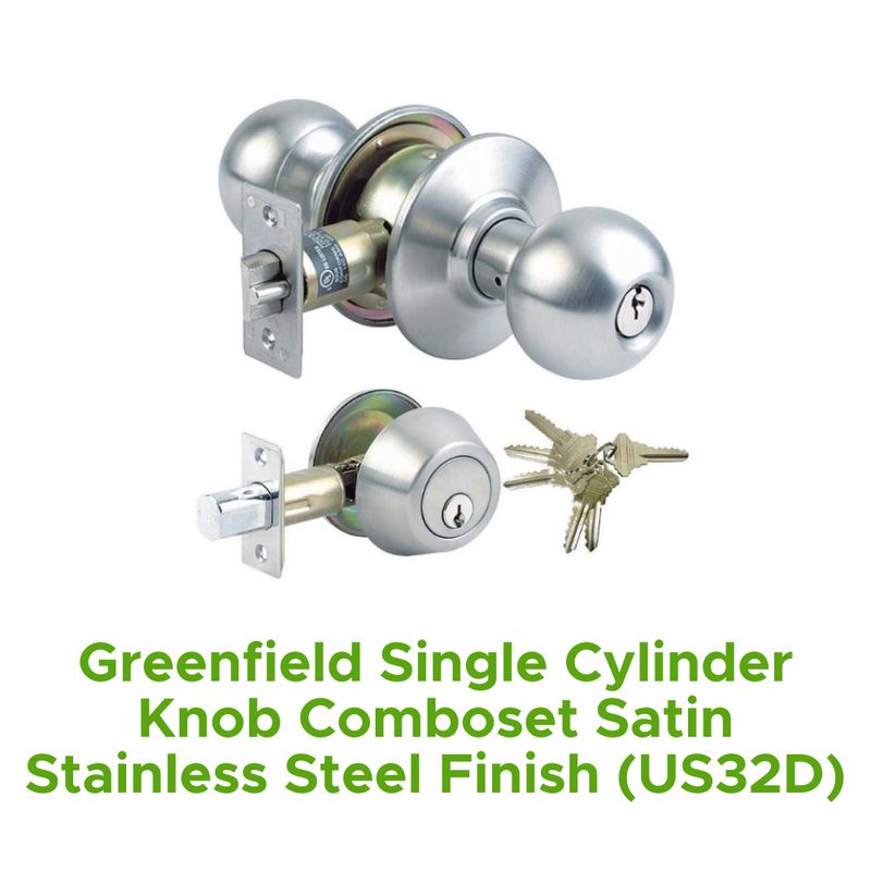 Greenfield Single Cylinder Knob Comboset Satin Stainless Steel Finish (Us32d)